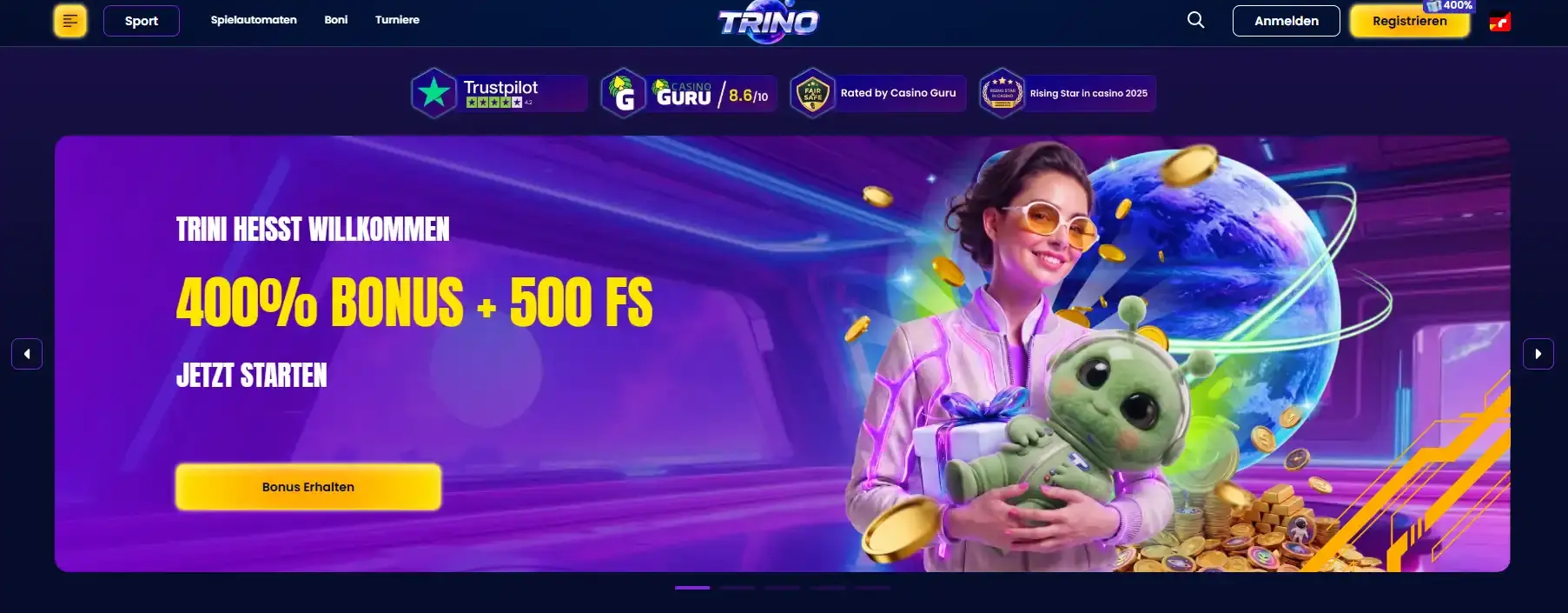 Aktuelle offizielle Trino Casino Startseite
