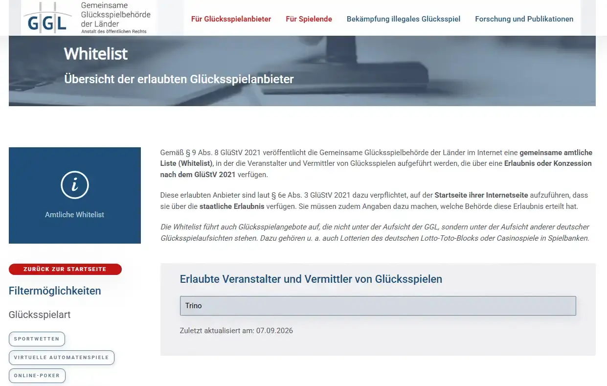 Amtliche GGL-Positivliste vom 14. August 2026